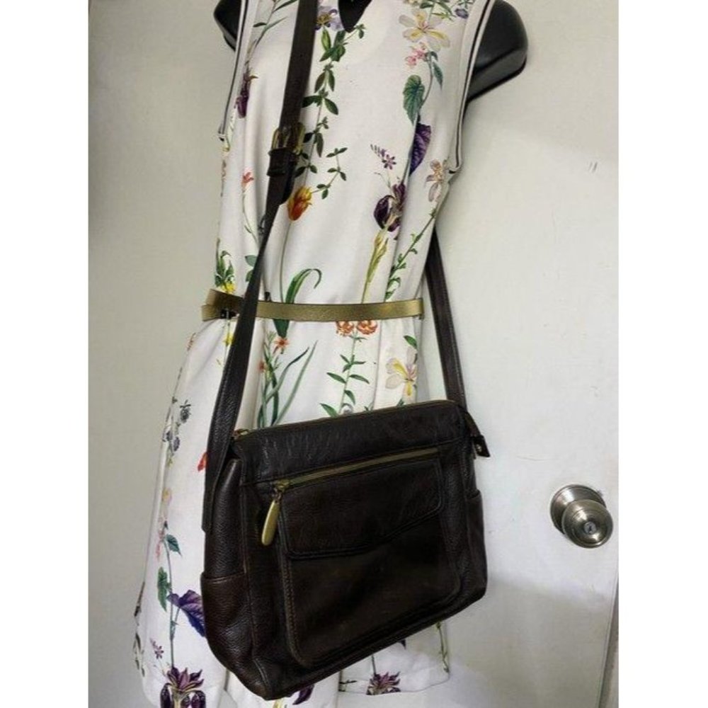 valerie stevens brown leather cross body bag - Picture 6 of 10